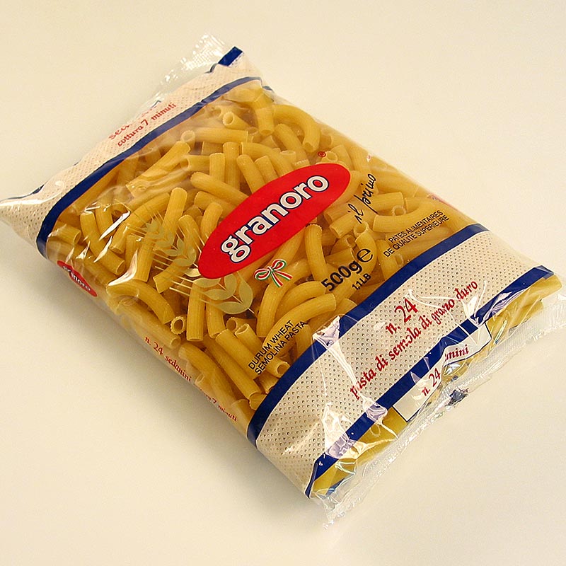 Granoro Sedanini, samanlainen kuin Penne Rigate, nro 24 - 12kg, 24x500g - Pahvi