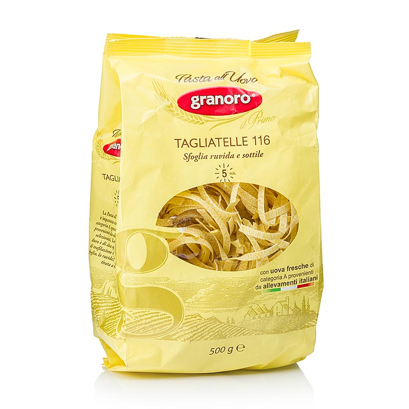 Granoro Tagliatelle Huevo y Nidi, 6 mm, nidos de pasta con cinta, No.116 - 500g - Bolsa