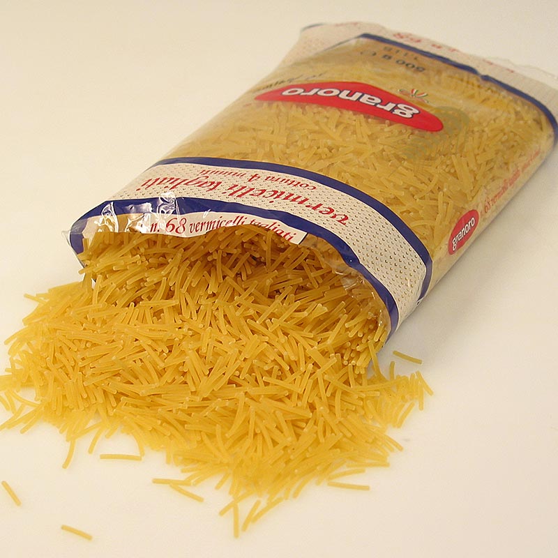 Granoro Vermicelli Tagliati, macarrao de sopa curto e fino, No.68 - 12kg, 24x500g - Cartao