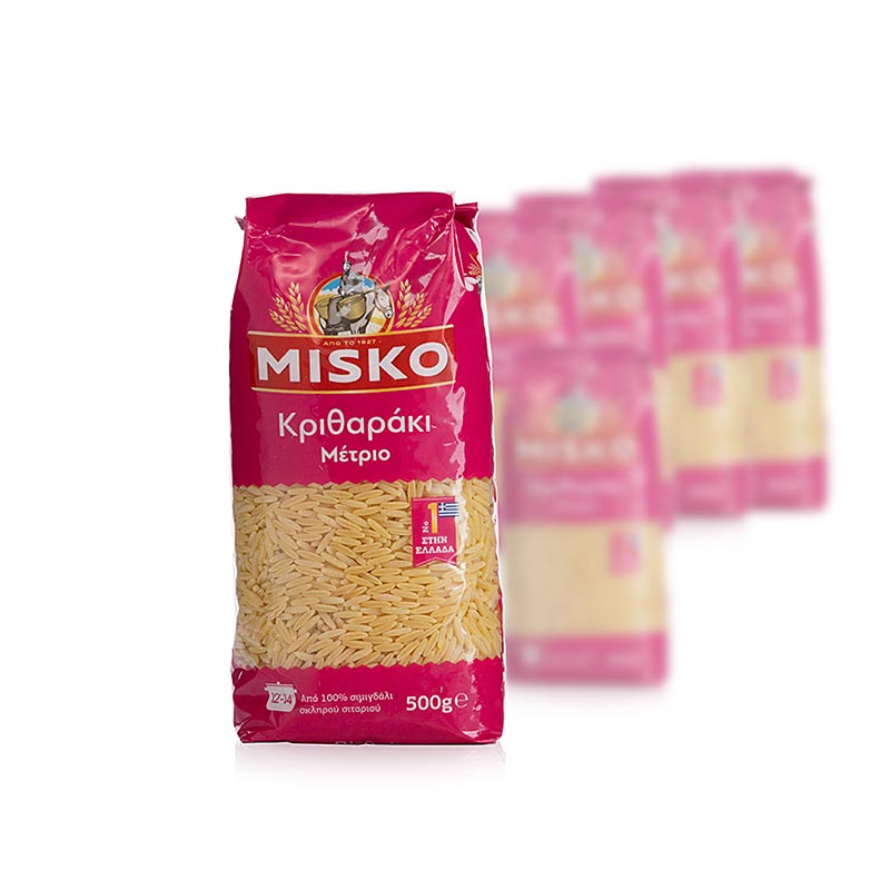 Misko - fideos de grano de arroz de Grecia - 10 kg, 20 x 500 g - Cartulina