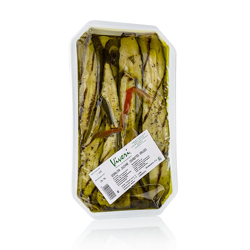 Calabacines en escabeche, a la plancha, con aceite de girasol Viveri - 1 kg - carcasa de PE