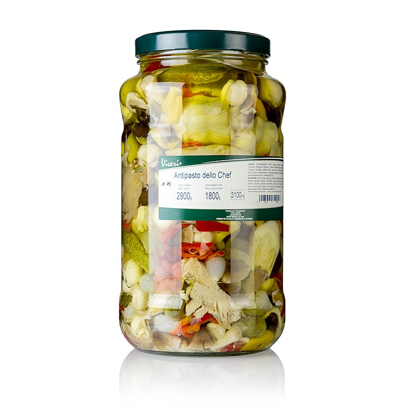 Viveri Antipasti mixto en escabeche - Antipasto dello Chef, en aceite de girasol - 2,9 kilos - Vaso