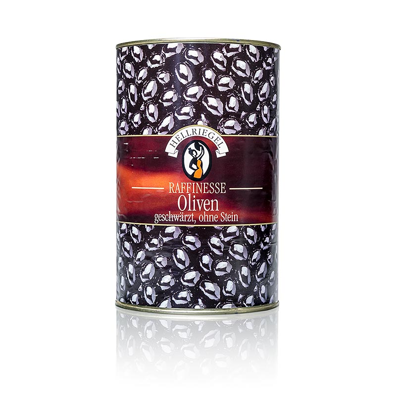 Olives negres, sense pinyol, ennegrides, en salmorra - 4,3 kg - llauna