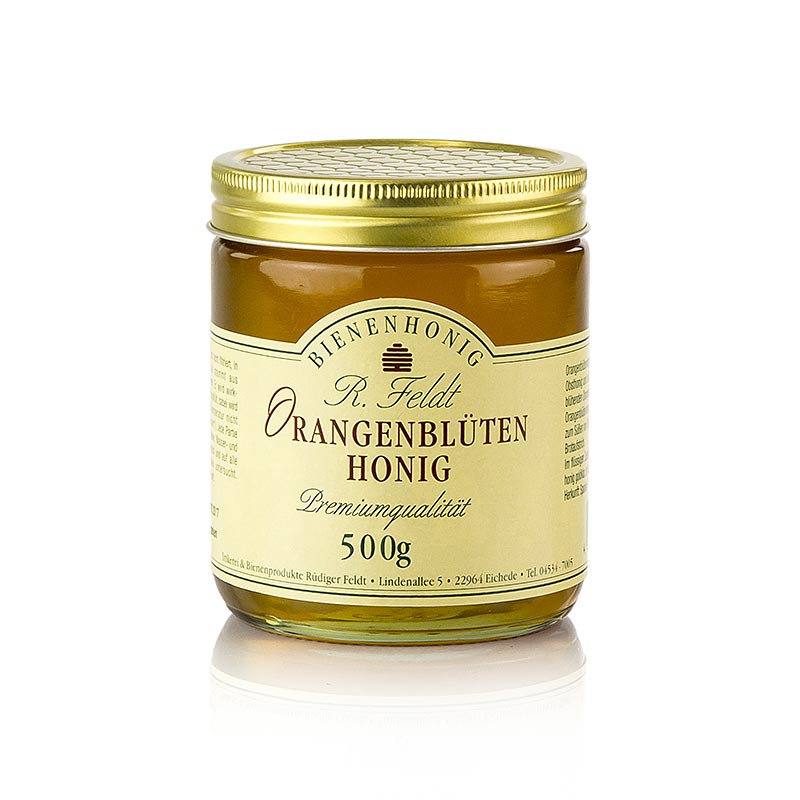 Appelsinblomsthonning, Spania, gylden, flytende, soet fra Feldt biroekt - 500 g - Glass