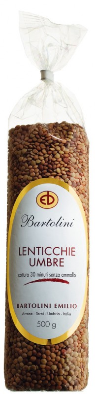 Lenticchie umbre, lentilhas da montanha da Umbria, Bartolini - 500g - bolsa