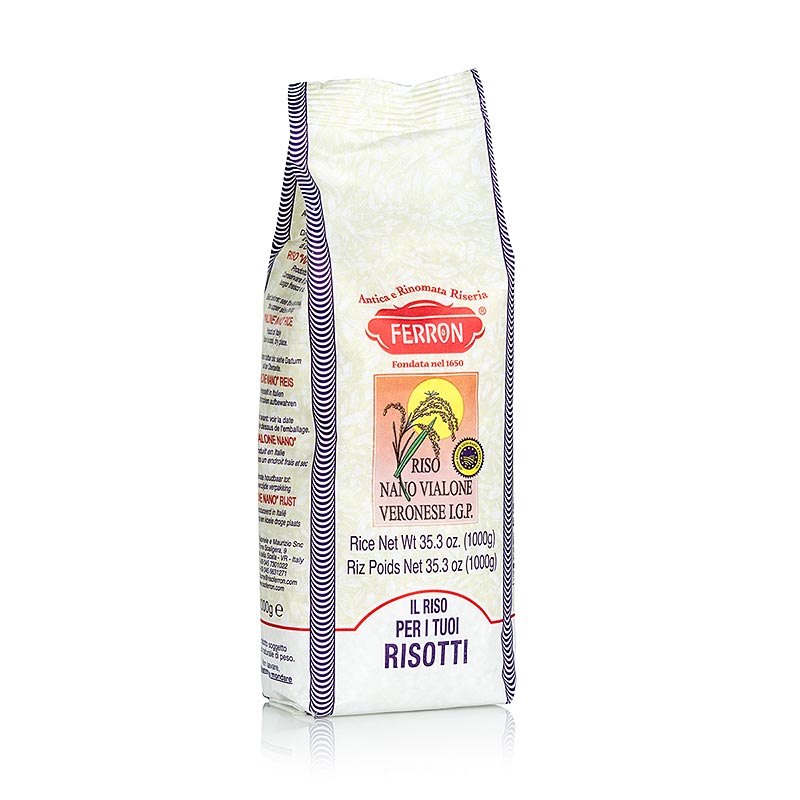 Vialone Nano, Risotto a chicco corto, Ferron - 1 kg - Borsa