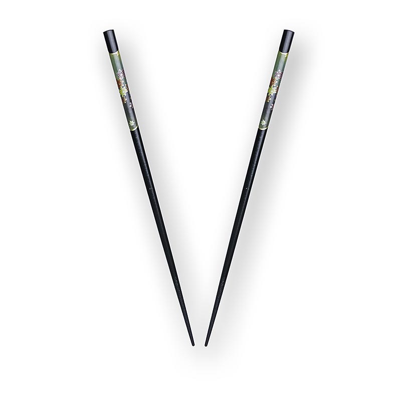 Palillos de sushi, lacados en negro, con elegante decoracion. - 1 pieza - Bolsa