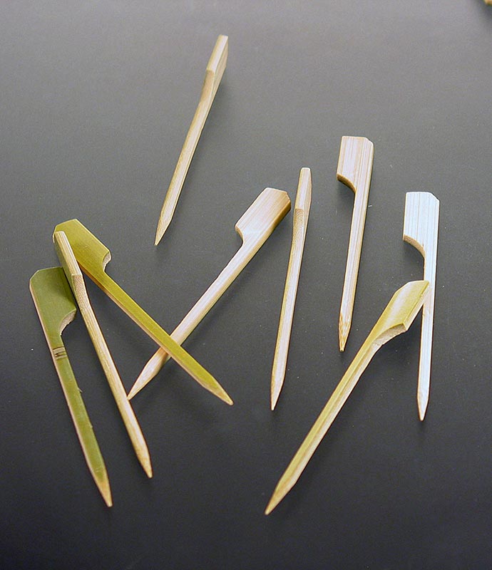 Espetos de bambu, com ponta de folha, 9cm - 250 pecas - bolsa