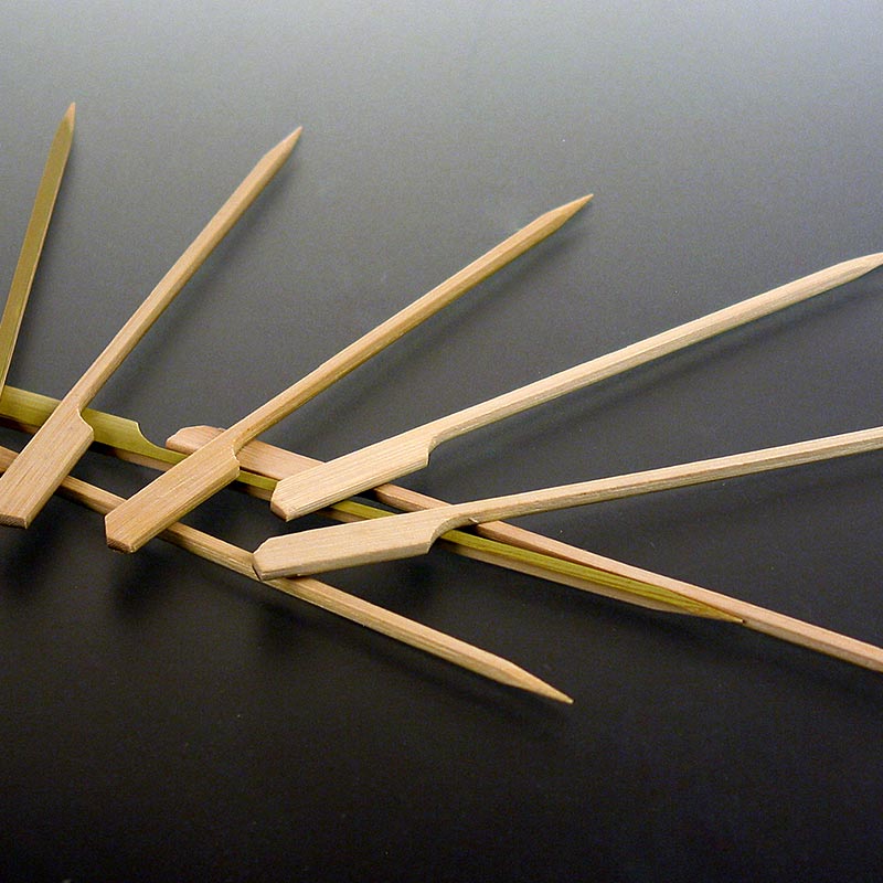 Espetos de bambu, com ponta em folha, 15 cm - 250 pecas - bolsa
