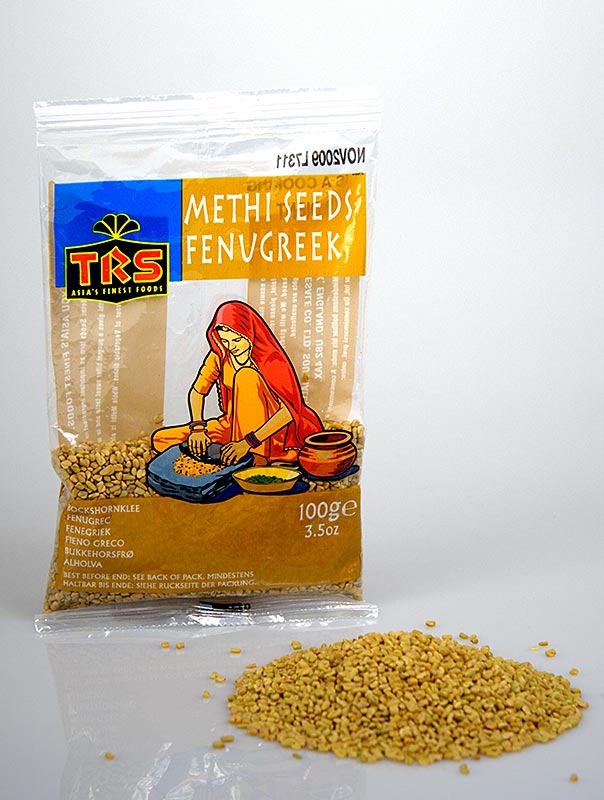 Sementes de feno-grego - torradas antes de usar, Sementes Methi - 100g - Bolsa