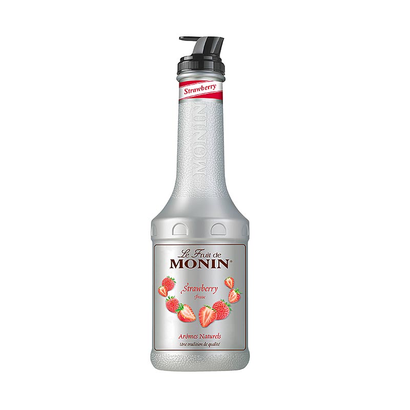 Fruktpuremix - jordgubb, sotad, med hallare Monin - 1 liter - PE-flaska