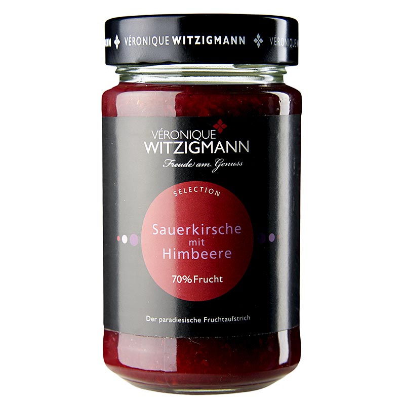 Ceri asam dengan raspberry - olesan buah Veronique Witzigmann - 225 gram - Kaca