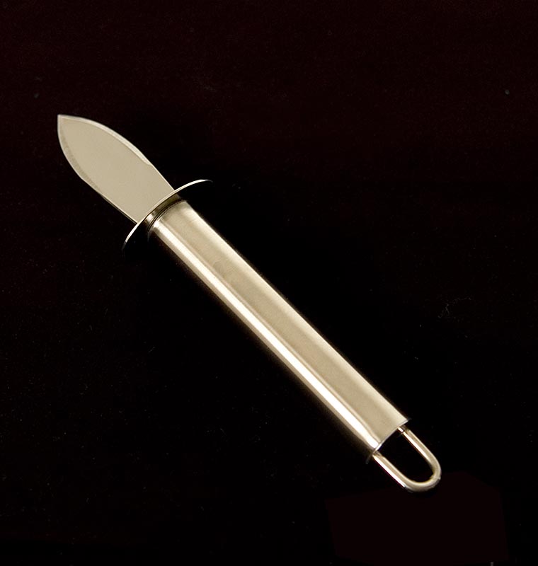 Ganivet d`ostres, amb manec d`acer inoxidable + protector de dits, fulla curta, 18cm de llarg - 1 peca - Butllofes