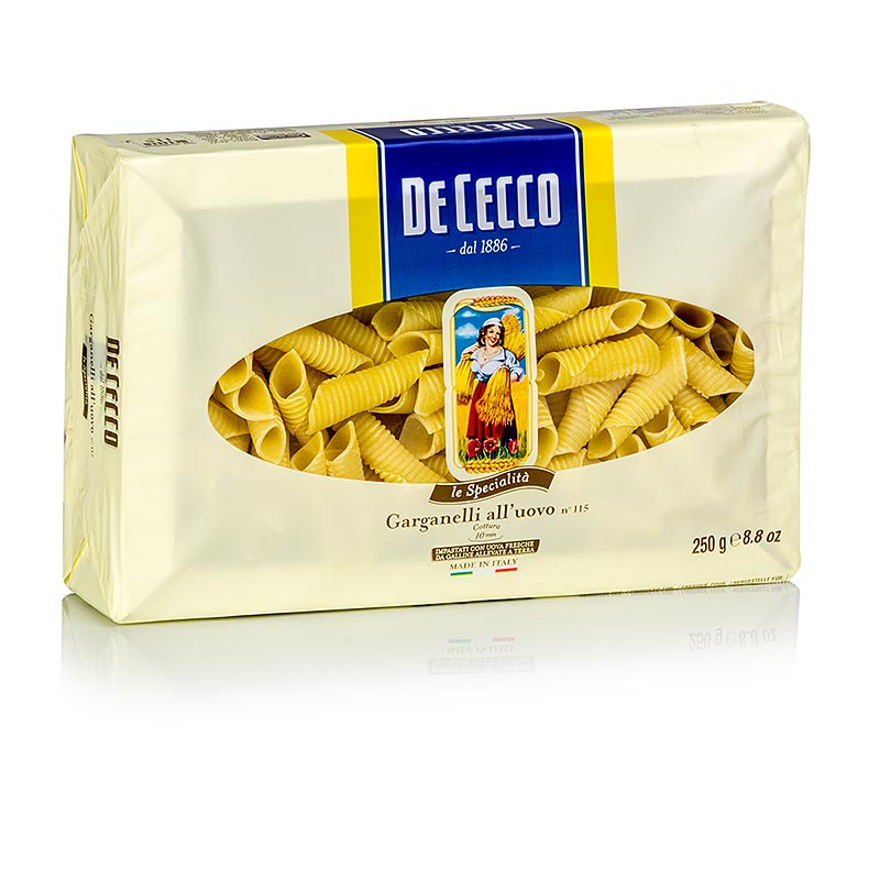 De Cecco Garganelli all`uovo, N.115 - 250 g - Foglio