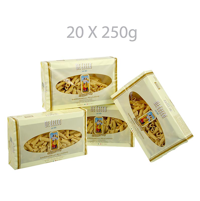 De Cecco Garganelli amb ou, No.115 - 5 kg, 20 x 250 g - paper d`alumini