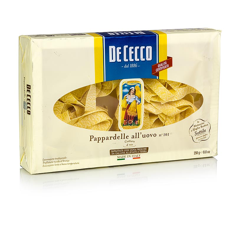 De Cecco pappardelle amb ou, num.101 - 250 g - paper d`alumini