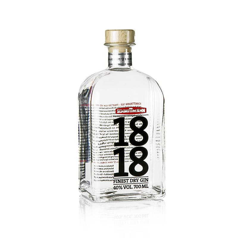 Schmittmann`s Finest Dry Gin 1818, 40% vol., Düsseldorf - 700 ml - Flasche