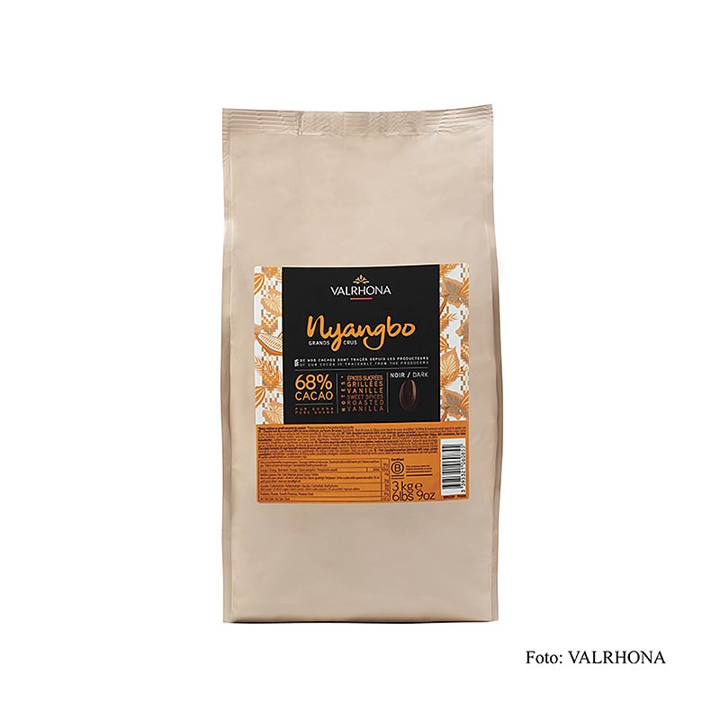 Valrhona Nyangbo - Grand Cru, couverture e erret si kalete, 68% kakao nga Gana - 3 kg - cante