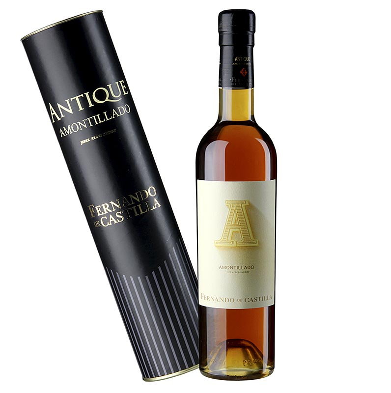 Sherry Antique Amontillado, kuiva, 19 tilavuusprosenttia, Rey Fernando de Castilla, 92 PP - 500 ml - Pullo