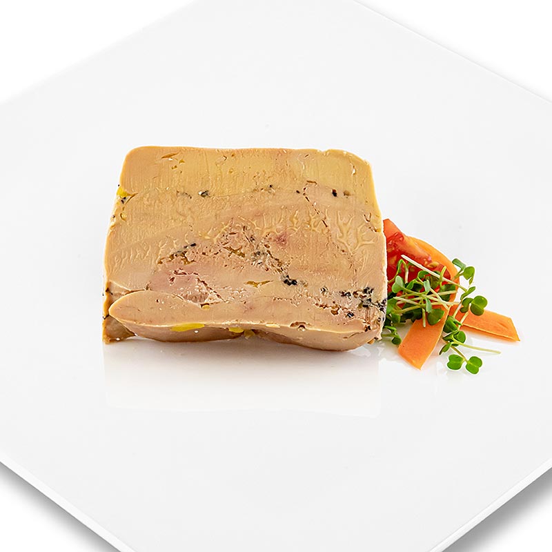 Foie gras d`anatra con champagne, Sarawak e peperone maniguette, rougie - 500 g - Guscio in PE