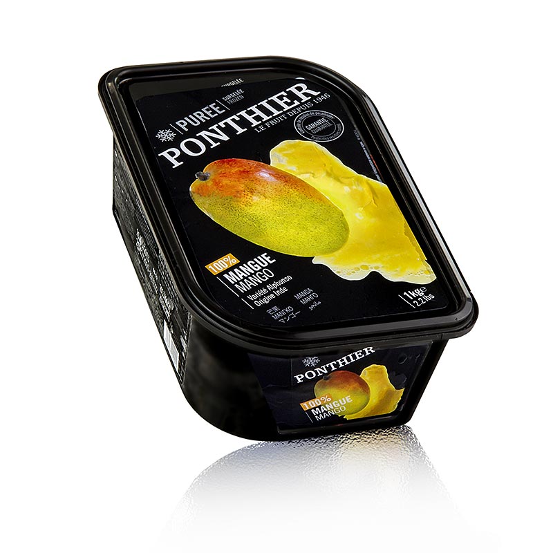 Pure de mango, 100% fruta, sin azucar, Ponthier - 1 kg - carcasa de PE