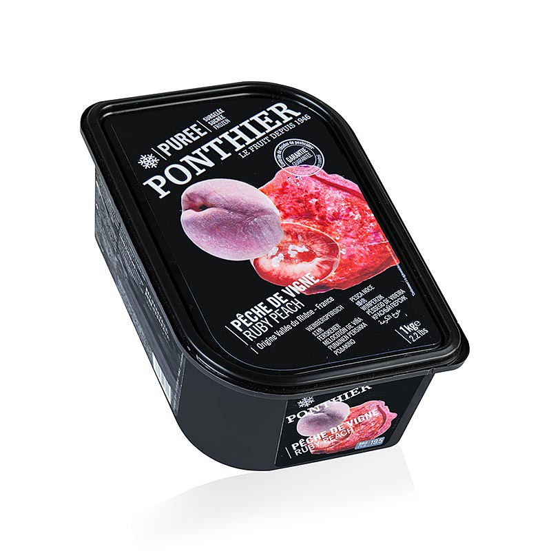 Pure de melocoton de vina, con azucar, Ponthier - 1 kg - carcasa de PE