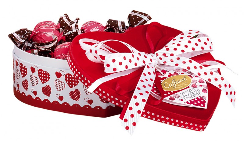 Heart box, Kugeln aus Zartbitterschokolade, Box, Caffarel - 160 g - Packung