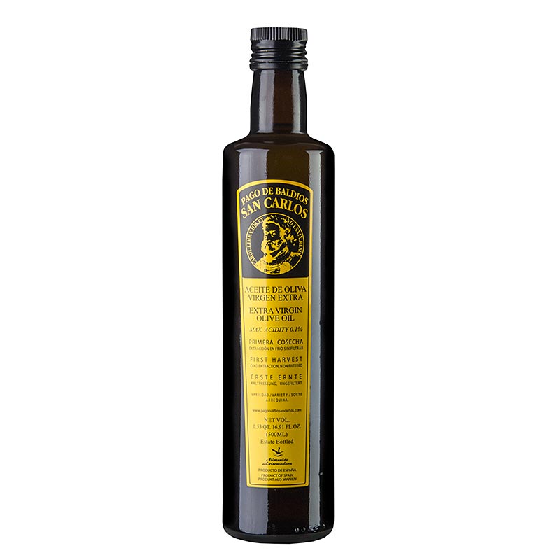 Oli d`oliva verge extra, Pago Baldios San Carlos, 100% Arbequina - 500 ml - Ampolla