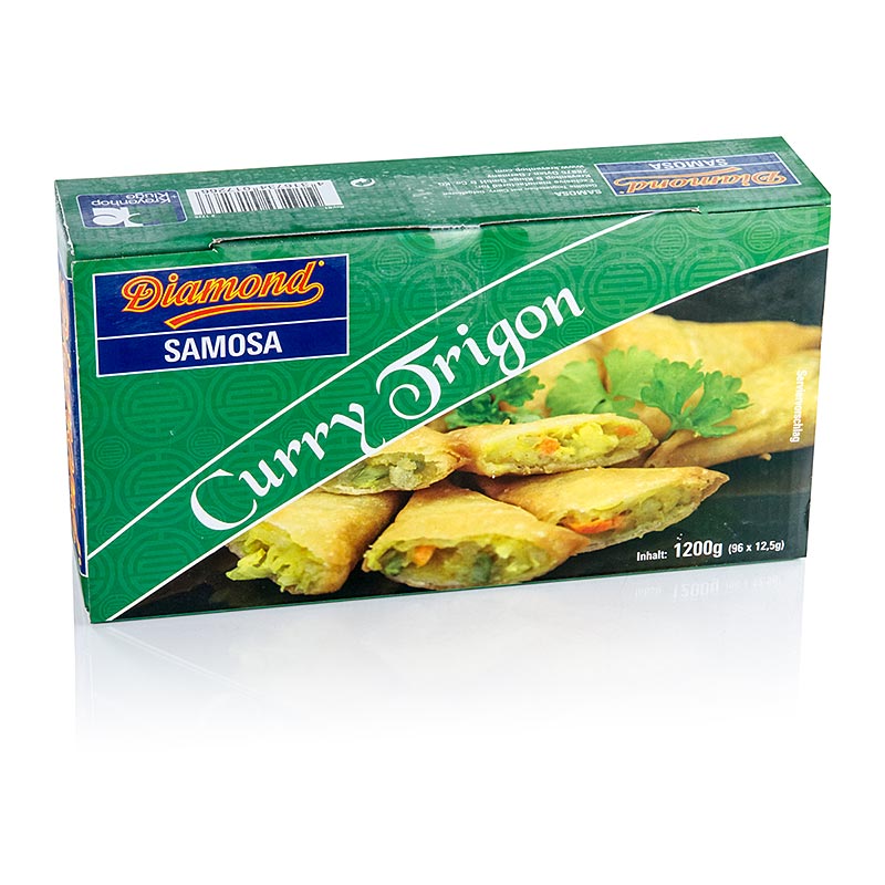 Trigonos de curry, com legumes, samosas - 1,2kg, 96 x 12,5g - Cartao