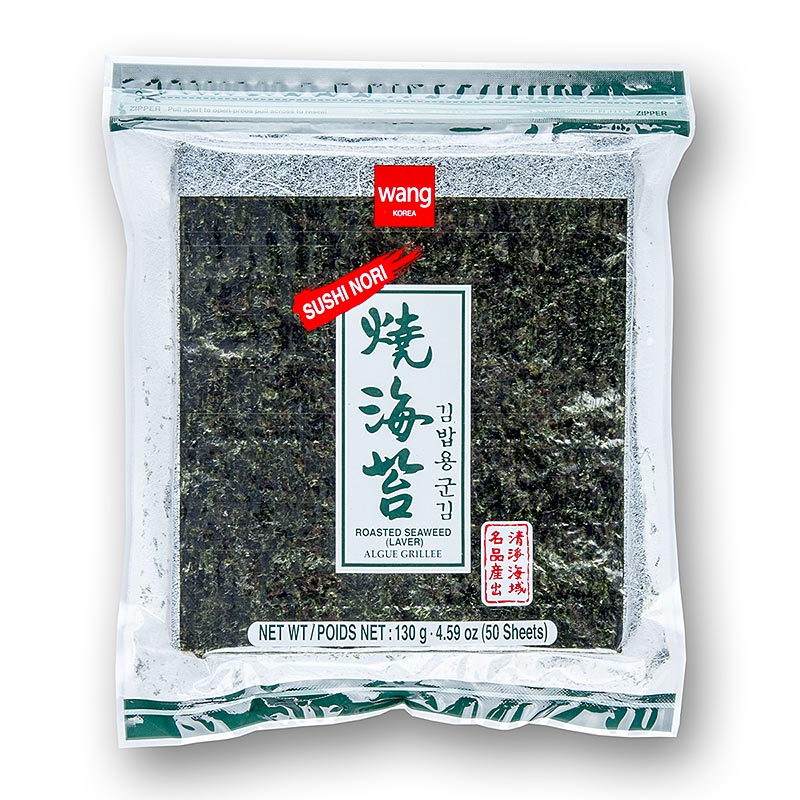 Yakinori ganze Größe, getrocknete Algenblätter, geröstet - 130 g, 50 Blatt - Beutel Yakinori ganze Größe, getrocknete Algenblätter, geröstet - 130 g, 50 Blatt - Beutel