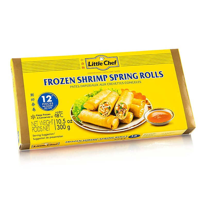 Mini rolinhos primavera de camarao, com camarao e legumes - 300g, 12x25g - pacote