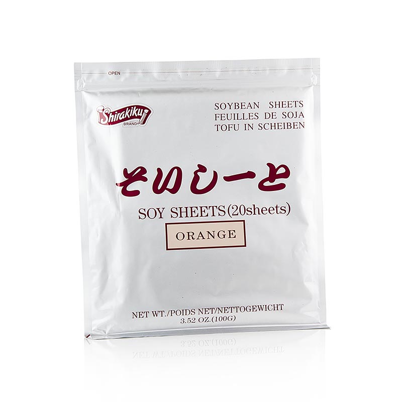 Sojabohnen-Blätter-Makisushiyo Soy, orange, 18x21cm - 100 g, 20 Blatt - Aromatüte Sojabohnen-Blätter-Makisushiyo Soy, orange, 18x21cm - 100 g, 20 Blatt - Aromatüte