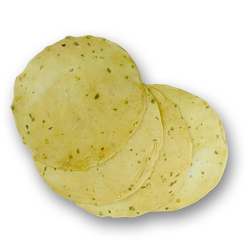 Pappadums, condimentats amb pebrot verd, Ø 18cm aprox - 110 g, 16 peces - bossa