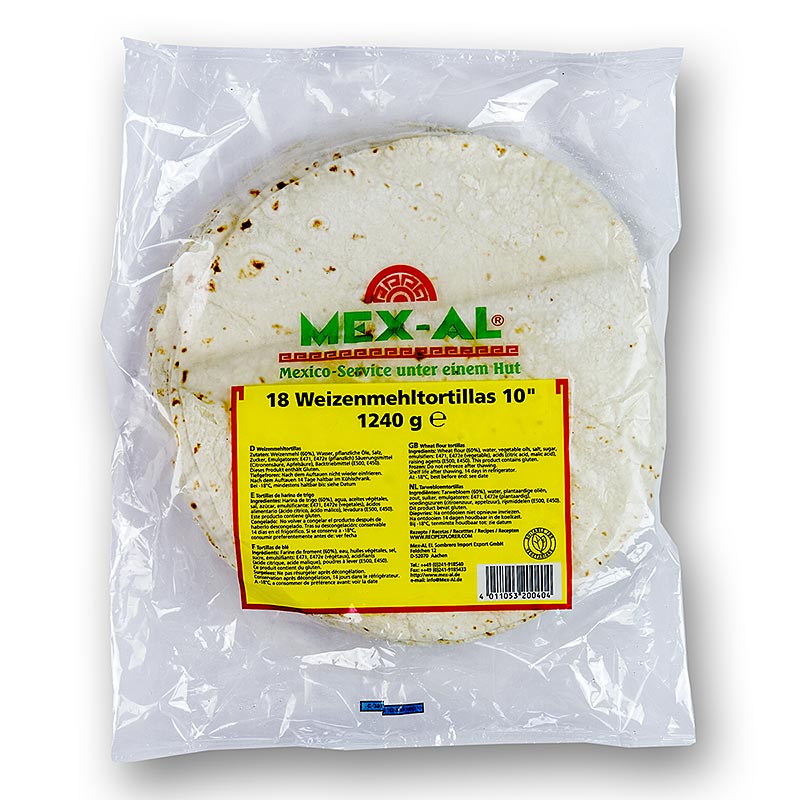 Hveiti tortillur, Ø 25 cm - 9,92 kg, 144 stykki - Pappi