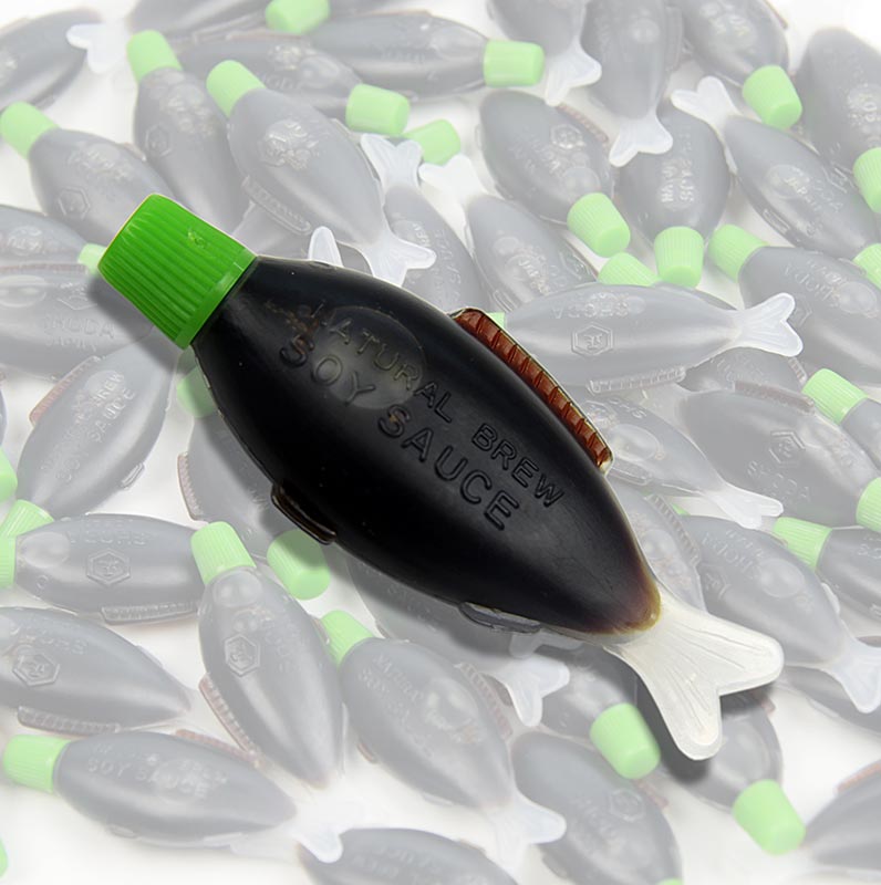 Salsa di soia - Shoyu, in bottiglie monoporzione / forma di pesce da 4ml, Giappone - 1,2 l, 300x4 ml - Borsa