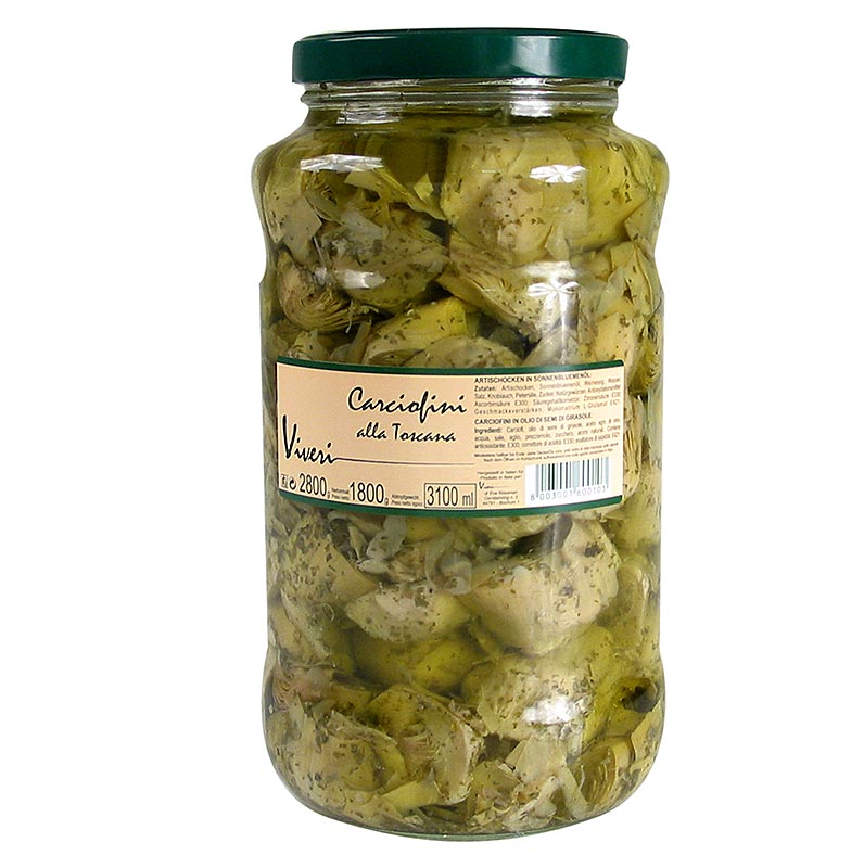 Inlagda kronartskockor, i fjardedelar - alla Toscana, med orter Viveri - 2,8 kg - Glas