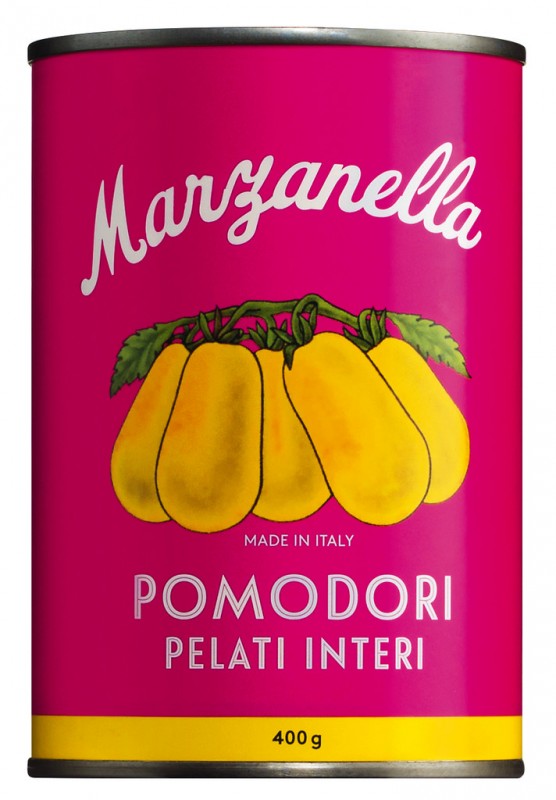 Pomodori pelati gialli, gulir tomatar, heilir og skraeldir, Il pomodoro piu buono - 400g - dos