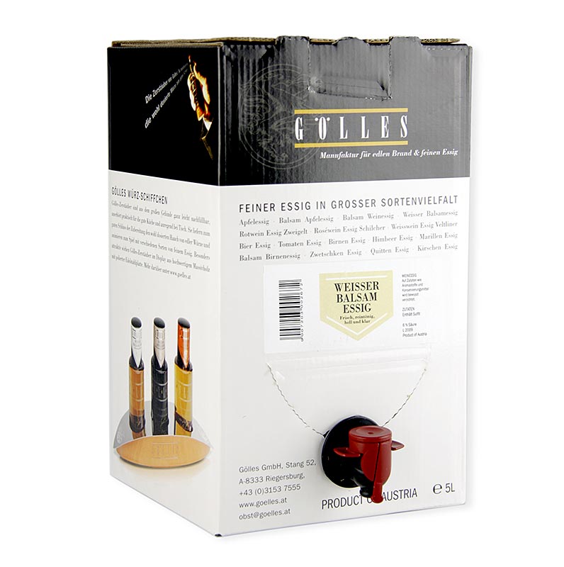 Golles White Balsam Wine Vinegar 6% Asid, Beg 5l dalam Kotak - 5 liter - Beg dalam kotak Golles White Balsam Wine Vinegar 6% Asid, Beg 5l dalam Kotak - 5 liter - Beg dalam kotak