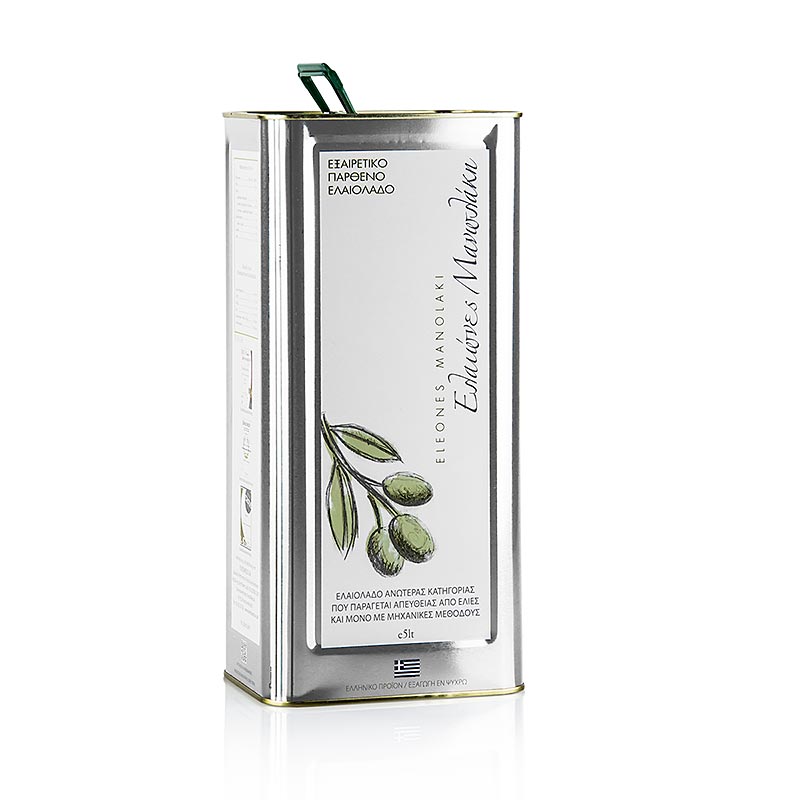 Extra virgin olivenolje, Manolakis Groves, fra Koroneiki Olives, Kreta - 5 liter - beholder
