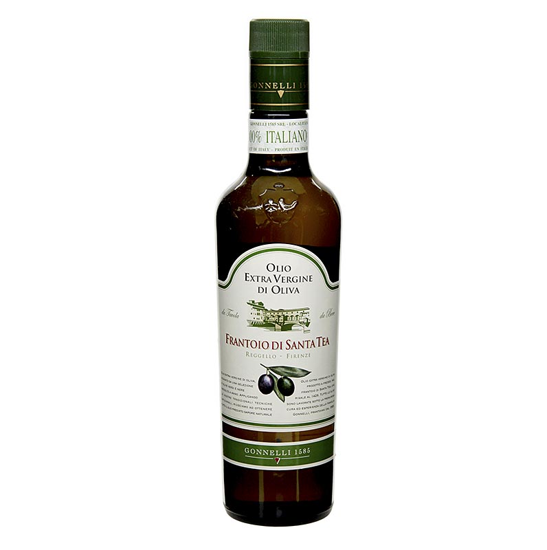 Extra virgin olivenolje, Santa Tea Gonnelli Fruttato Intenso, groenne oliven - 500 ml - Flaske