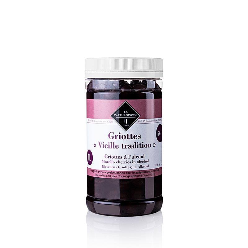 Griottes - surkirsuber, i kirsuberjabrandi, an gryfju, an stilks, 15% vol. - 1 kg - Pe getur