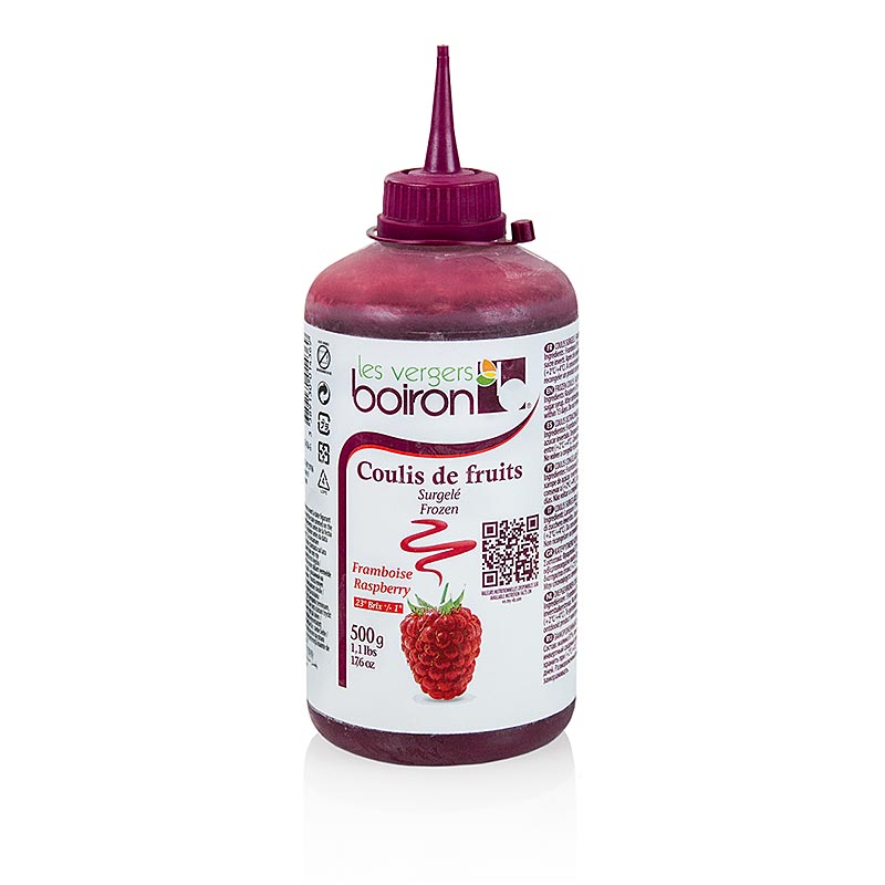 Coulis raspberry, saus, gula 19%, botol peras, Boiron - 500 gram - botol PE