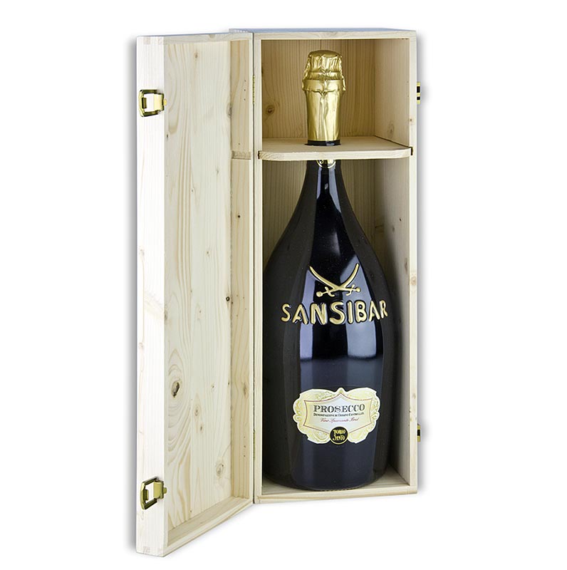 Sansibar`s Best San Simone Prosecco Brut, 11,5% vol., botella doble magnum - 3 litros - Botella / caja de madera