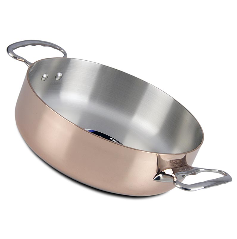 deBUYER Bandeja para asar por induccion Prima Matera plana, cobre-acero inoxidable, Ø 24cm - 1 pieza - Cartulina