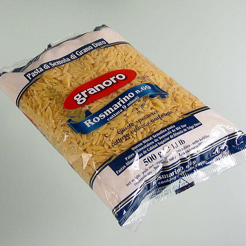 Granoro Rosmarino, macarrao de graos de arroz, tamanho medio, No.69 - 12kg, 24x500g - Cartao
