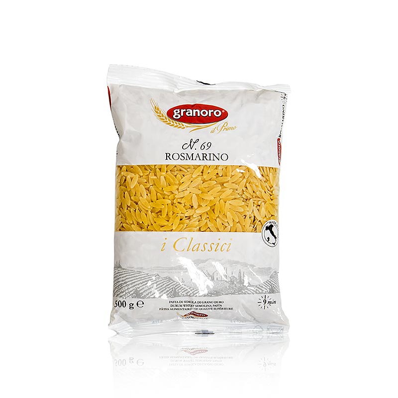 Granoro Rosmarino, macarrao de graos de arroz, tamanho medio, No.69 - 500g - Bolsa