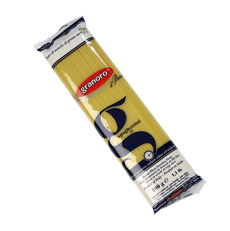 Spaghettini Granoro, spaghetti sottili, 1,2 mm, Nr.15 - 12 kg, 24 confezioni da 500 g - Cartone