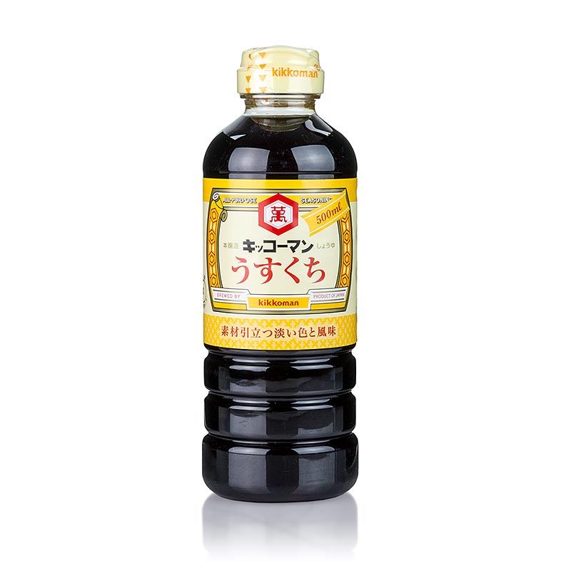Salsa di soia - Shoyu, Kikkoman, Usukuchi, leggera, Giappone - 500 ml - Bottiglia in polietilene
