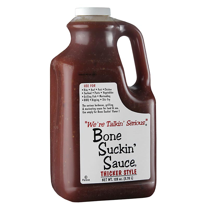 Bone Suckin` Sauce Normaali, BBQ-kastike (paksu), Fordin ruoka - 3,78 litraa - Pe-kanisti.