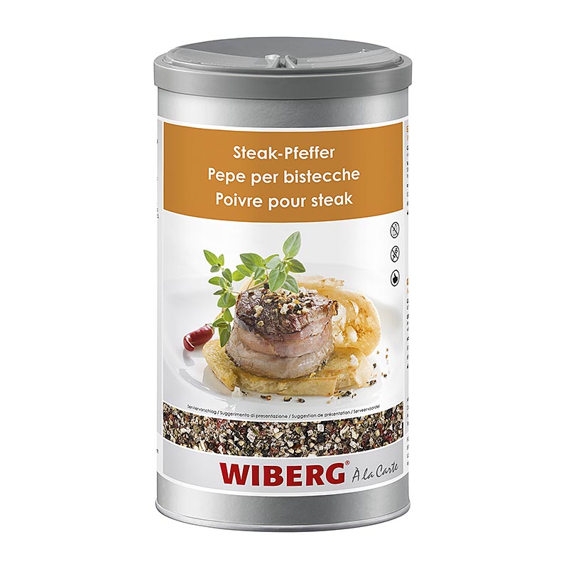 Wiberg biff pepper, krydderblanding, grov - 650 g - Aroma sikker